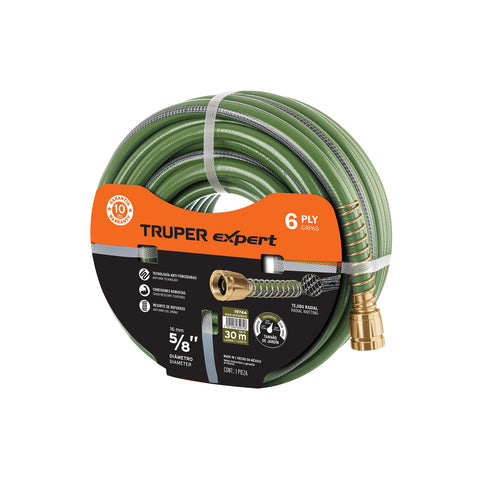 Manguera 5/8' anti-torceduras 6 capas 25m conexiones d/metal | MAN-25x5/8XX | 19702