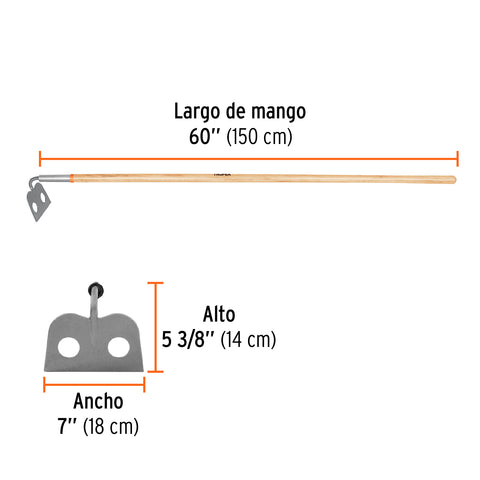 Azadón mezclero, cabeza forjada 7', mango de 60', TRUPER | ATM-7 | 19740