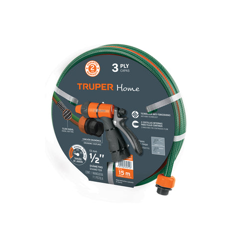 Combo manguera MAN-15X1/2RE y pistola de riego PR-401 | MAN15RE-PR401 | 19750