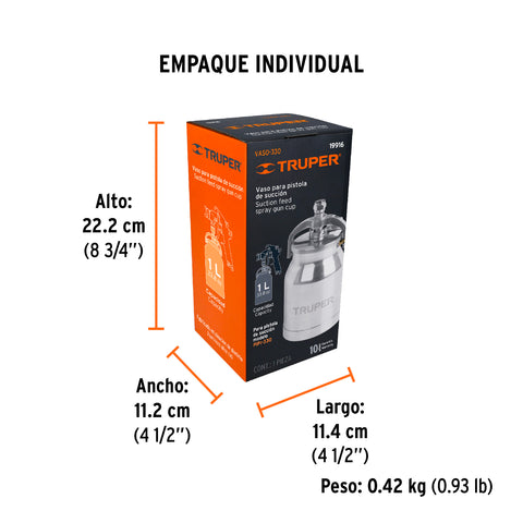Vaso aluminio de repuesto para PIPI-330, TRUPER | VASO-330 | 19916