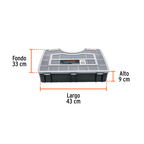 Organizador 17' reforzado con 17 compartimentos, Truper | ORG-17X | 19939