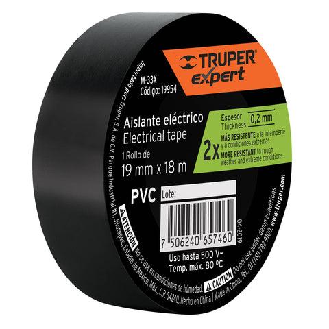 Cinta de aislar 19mm x 18m Truper Expert | M-33X | 19954