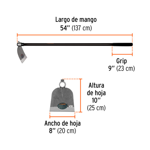 Azadón oreja y martillo No. 1 de 2.6 lb, mango de fibra 54' | AOM-1M | 19982