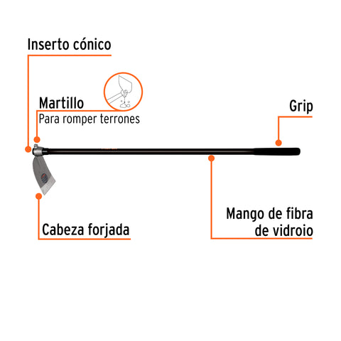 Azadón oreja y martillo No. 1 de 2.6 lb, mango de fibra 54' | AOM-1M | 19982