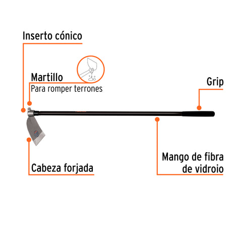 Azadón oreja y martillo No. 2 de 2.8 lb, mango de fibra 54' | AOM-2M | 19983