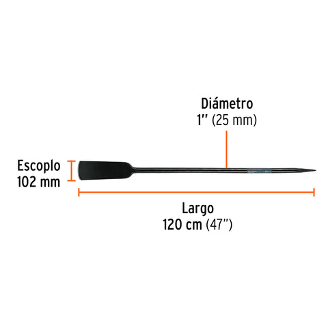 Barra cavadora 1' x 120 cm, escoplo 102 mm, TRUPER | BACO-120 | 19985
