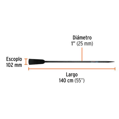 Barra cavadora 1' x 140 cm, escoplo 102 mm, TRUPER | BACO-140 | 19987