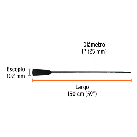 Barra cavadora 1' x 150 cm, escoplo 102 mm, TRUPER | BACO-150 | 19988