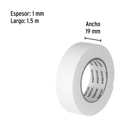 Cinta doble cara de 19 mm x 1.5 m Pretul | CDC-1915P | 20004