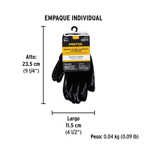 Guantes de nylon recubiertos de nitrilo, CH, PRETUL | GU-121P | 20026