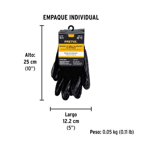 Guantes de nylon recubiertos de nitrilo, G, PRETUL | GU-123P | 20028