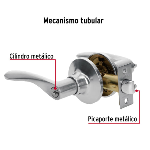 Cerradura manija 'Milán' recámara cromo mate, cil metal | CEMA-3RB | 20036