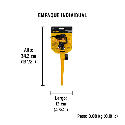 Aspersor plástico 11' una vía, estaca plástica, PRETUL | ASPRO-11 | 20055