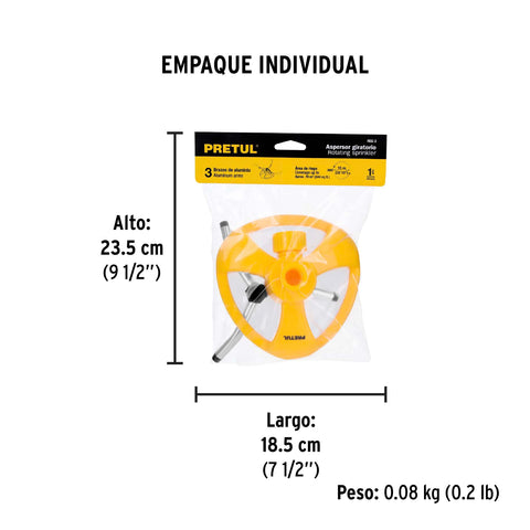Aspersor giratorio de 3 brazos con base plástica, PRETUL | REG-3 | 20065