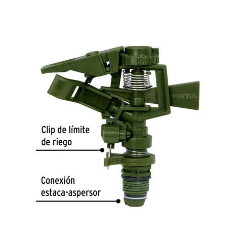 Aspersor plástico, cabeza sola, verde, PRETUL | ASVE | 20070