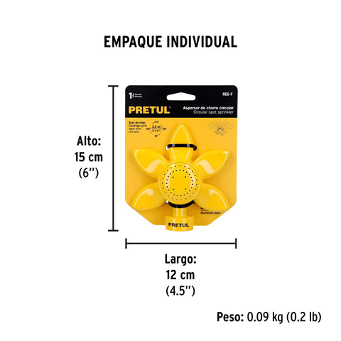 Aspersor base metálica circular, tipo flor, PRETUL | REG-F | 20081