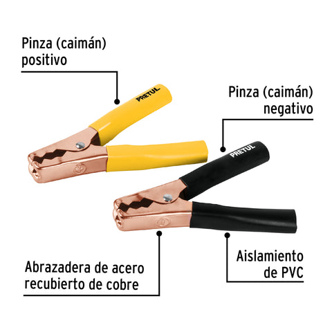 Caballete con 2 caimanes para cables pasa corriente, Pretul | CAIMAN-P | 20123