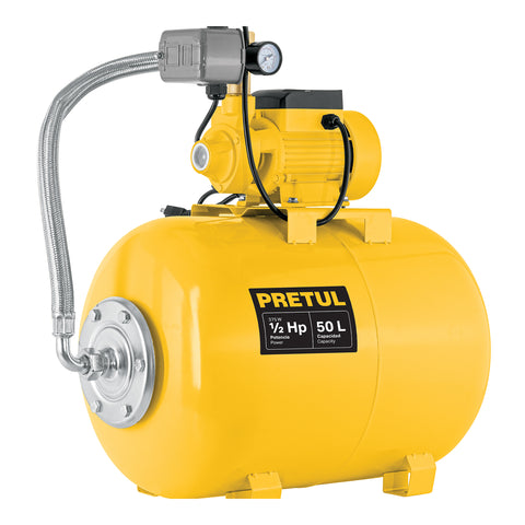 Equipo hidroneumático 50L, bomba periférica 1/2 HP, PRETUL | HIDR-1/2X50P | 20184