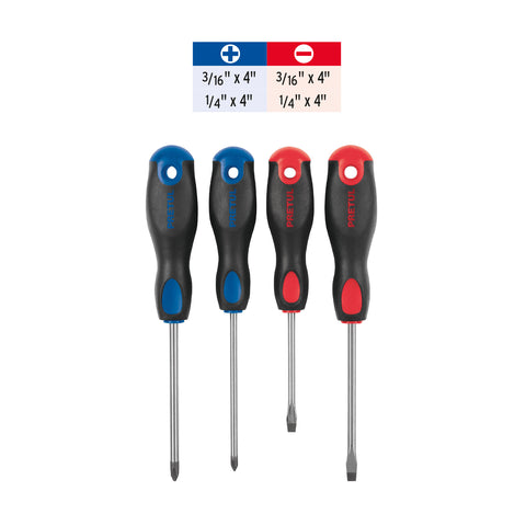 Juego de 4 desarmadores mango Comfort Grip, Pretul | JD-4BP | 20218