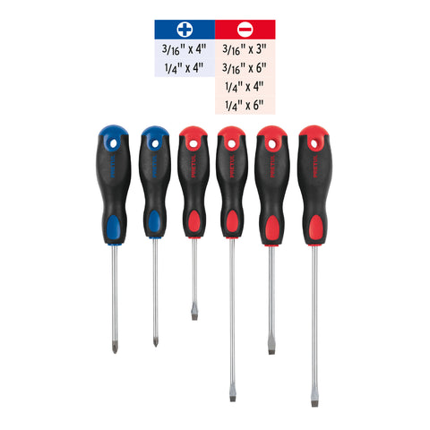 Juego de 6 desarmadores mango Comfort Grip, Pretul | JD-6BP | 20220