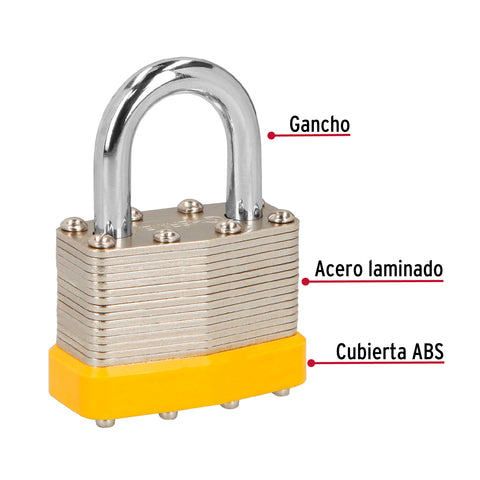 Candado laminado, 45mm, gancho corto, blister, HERMEX BASIC | CM-45P | 20504