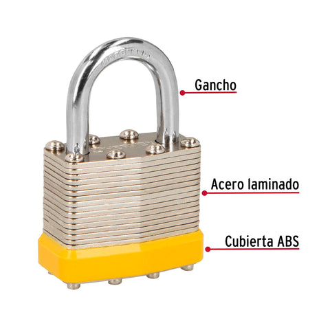 Juego de 4 candados cuerpo laminado, 40 mm, HERMEX BASIC | CM-40X4P | 20507