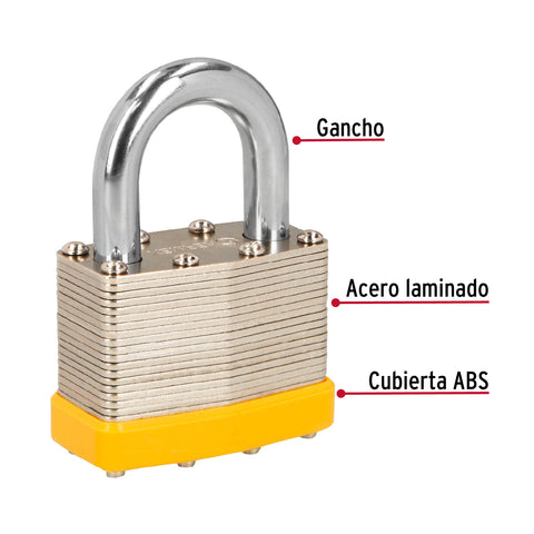 Juego de 4 candados cuerpo laminado, 50 mm, HERMEX BASIC | CM-50X4P | 20508