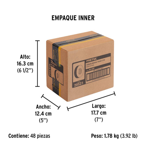 Cinta de aislar de 9 m x 19 mm, negra, Pretul | M-22P | 20521