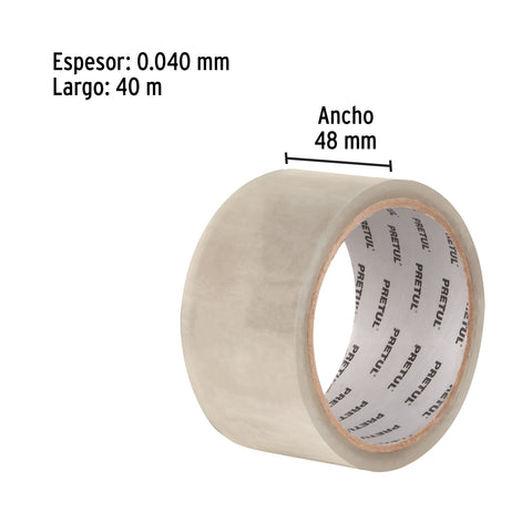 Cinta de empaque 48 mm x 40 m transparente, Pretul | CTR-40P | 20525