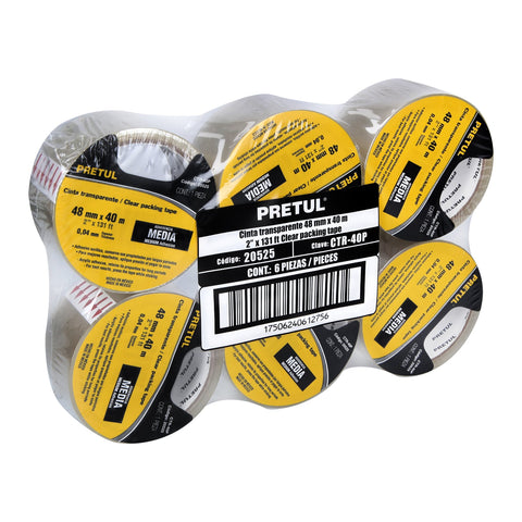 Cinta de empaque 48 mm x 40 m transparente, Pretul | CTR-40P | 20525