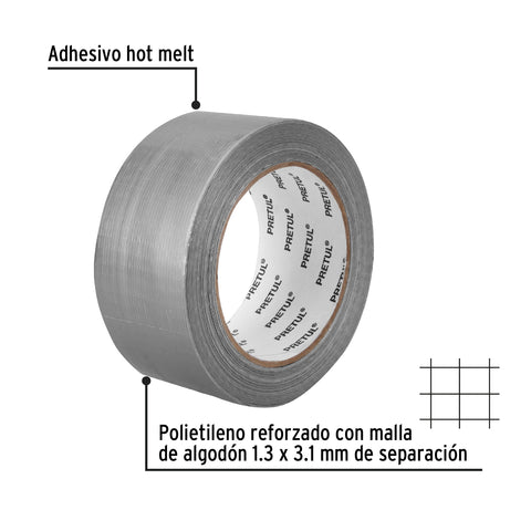 Cinta para ducto 30m x 48mm, espesor 0.16mm, Pretul | CDU-30P | 20529