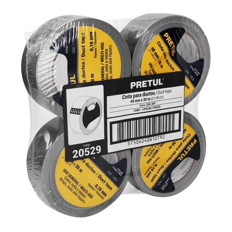 Cinta para ducto 30m x 48mm, espesor 0.16mm, Pretul | CDU-30P | 20529