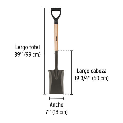 Pala escarramán, mango madera, puño 'Y', Pretul | PED-P | 20645