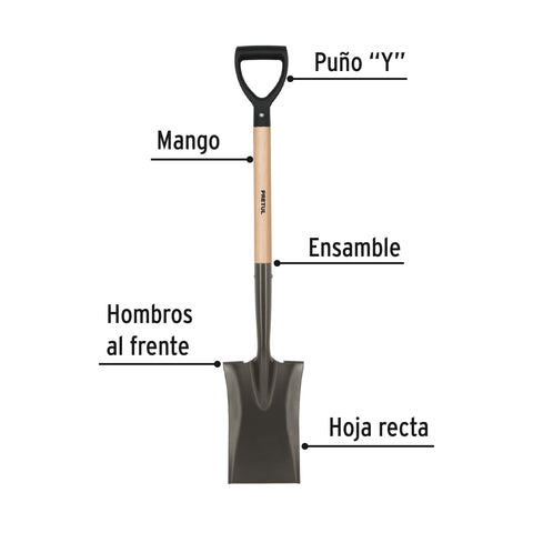Pala escarramán, mango madera, puño 'Y', Pretul | PED-P | 20645