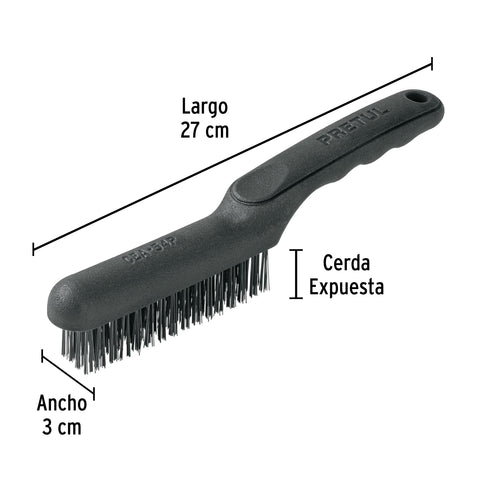 Cepillo de alambre 64 pinceles de acero al carbono, Pretul | CEA-54P | 20653