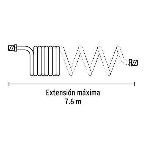 Manguera para compresor, tipo resorte, 7.6m x 1/4', Pretul | MAN-R-7P | 20659