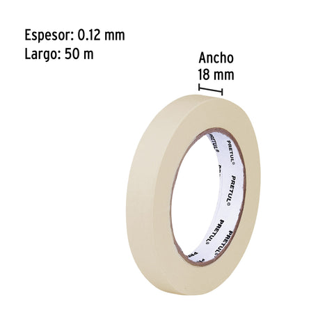 Cinta masking tape de 3/4' x 50 m, Pretul | MSK-3/4P | 20669
