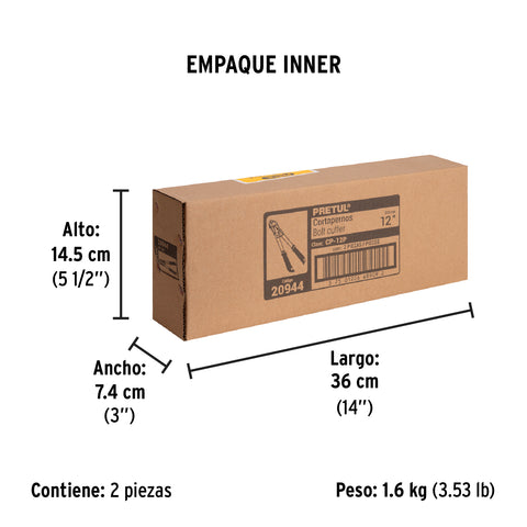 Cortapernos 12', mango tubular, PRETUL | CP-12P | 20944