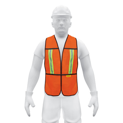 Chaleco de seguridad con cintas reflejantes, naranja, Pretul | CHS-200N | 21025