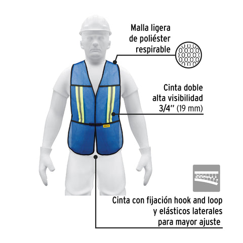 Chaleco de seguridad con cintas reflejantes, azul, Pretul | CHS-200A | 21027
