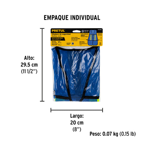 Chaleco de seguridad con cintas reflejantes, azul, Pretul | CHS-200A | 21027