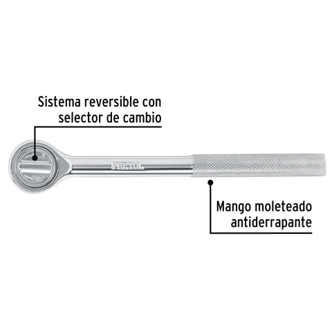 Matraca cuadro 3/8' cabeza redonda, Pretul | M-3852P | 21160