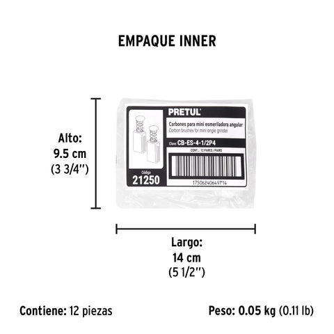 Bolsa con 2 carbones de repuesto para ESMA-4-1/2P4, PRETUL | CB-ES-4-1/2P4 | 21250