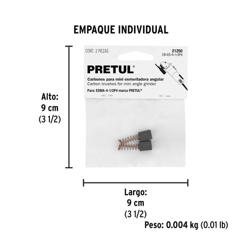 Bolsa con 2 carbones de repuesto para ESMA-4-1/2P4, PRETUL | CB-ES-4-1/2P4 | 21250