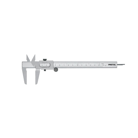 Calibrador vernier escolar 6', acero, std y mm, PRETUL | VER-6PX | 21455