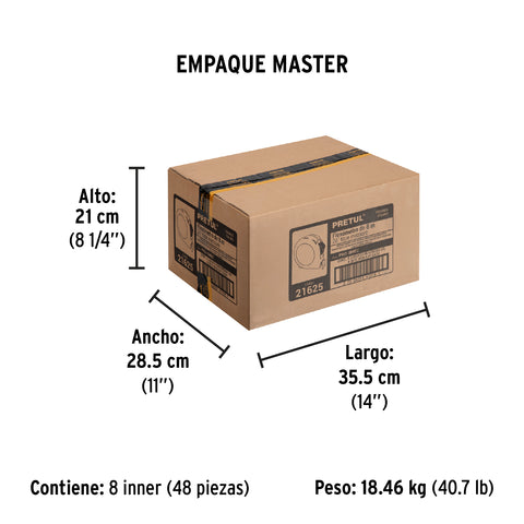 Flexómetro 8 m cinta 25 mm, display box con 6 pzas, PRETUL | PRO-8MEC | 21625