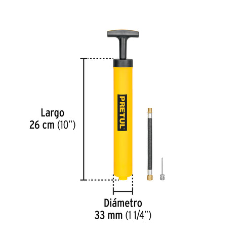 Mini bomba manual para inflar balones, 25 PSI, PRETUL | BOM-BAP | 21695