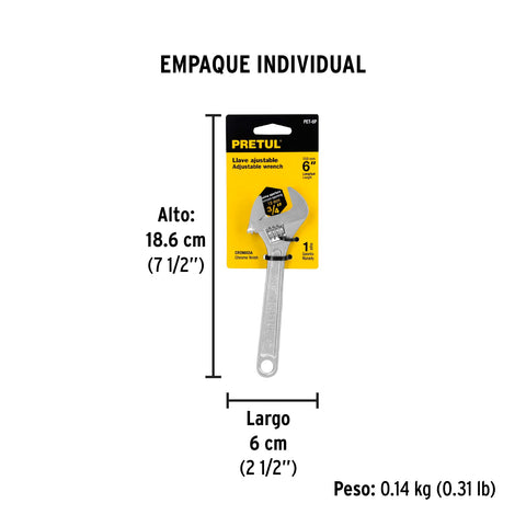Llave ajustable (perico) 6' cromada, Pretul | PET-6P | 21814