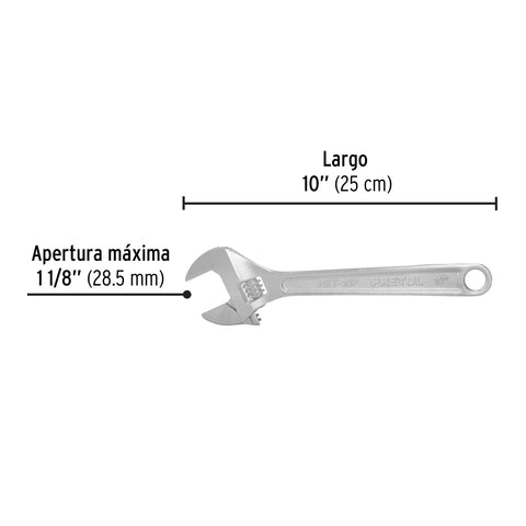 Llave ajustable (perico) 10' cromada, Pretul | PET-10P | 21816