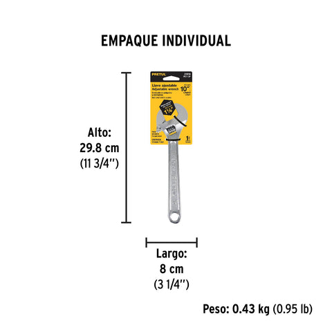 Llave ajustable (perico) 10' cromada, Pretul | PET-10P | 21816